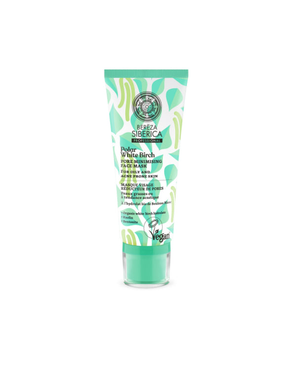 NATURA SIBERICA- Polar White Birch Pore Minimising Face Mask, for oily & acne prone skin 100 ml